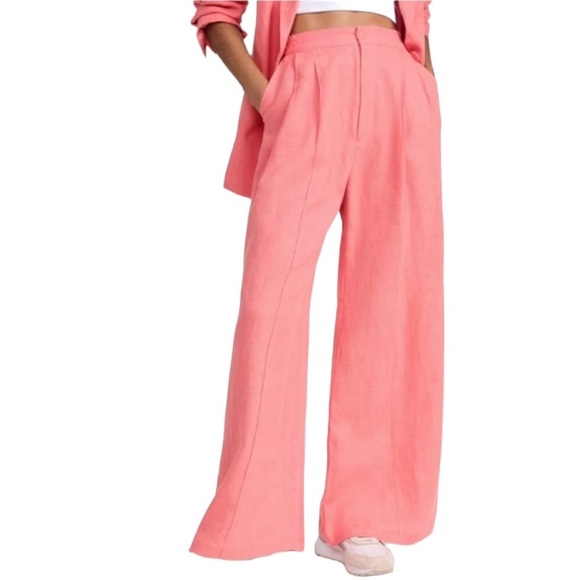 SLEEPER Women's Size‎ XL Coral Dynasty Linen High Rise Wide Leg Pants - Picture 13 of 13